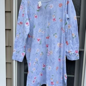 Talbots Intimates Knit floral Nightgown Long Sleeves Cottage Core Sz-L NWT